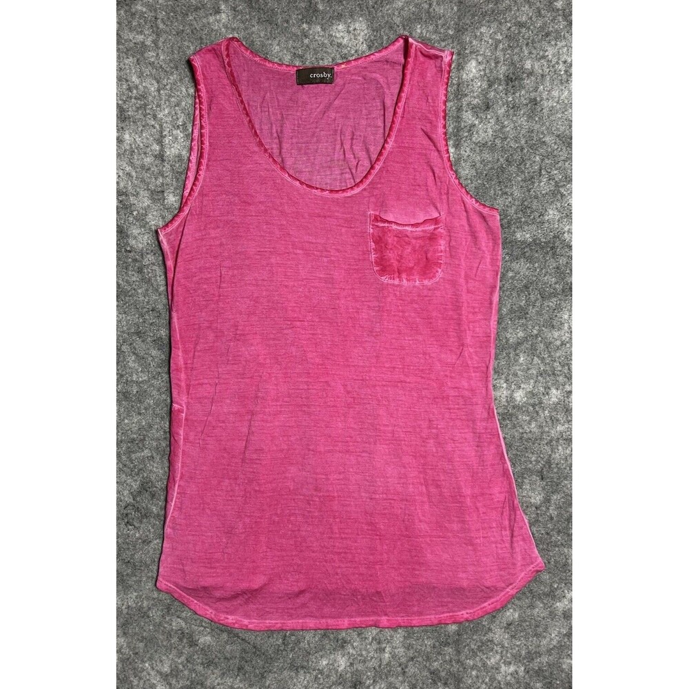 Crosby 100% Rayon Lightweight Sleeveless Top Woman’s S/M Hot Pink Tank Pocket